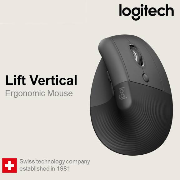 Logitech Lift Vertical Ergonomic Wireless Mouse (Graphite)